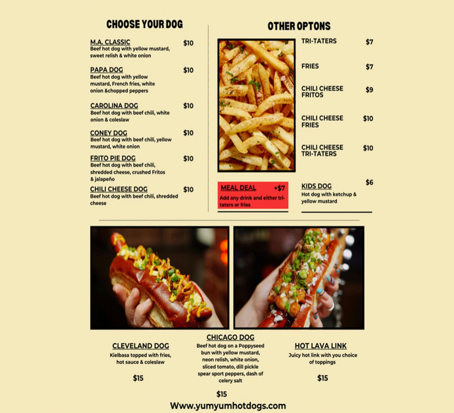yum yum hotdogs.